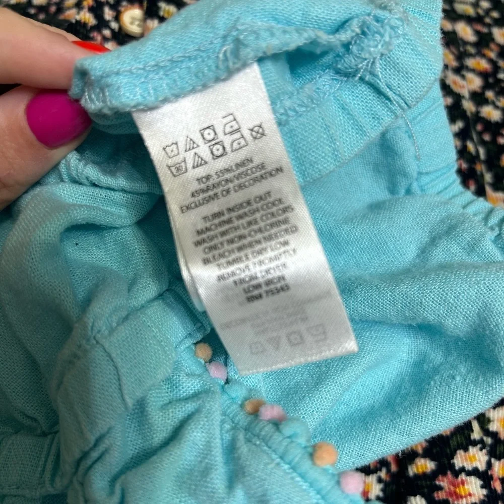 4/$25 Tommy Bahama Girl’s Linen Blend Sleeveless Pompom‎ Top Size 3T